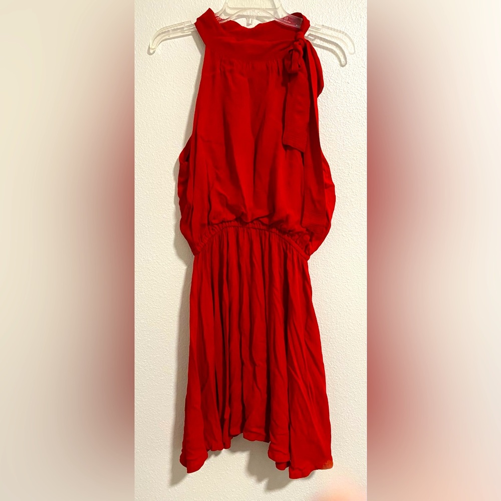 Cleobella Red Halter Dress 100% Rayon Handmade size Medium sold at Revolve $198